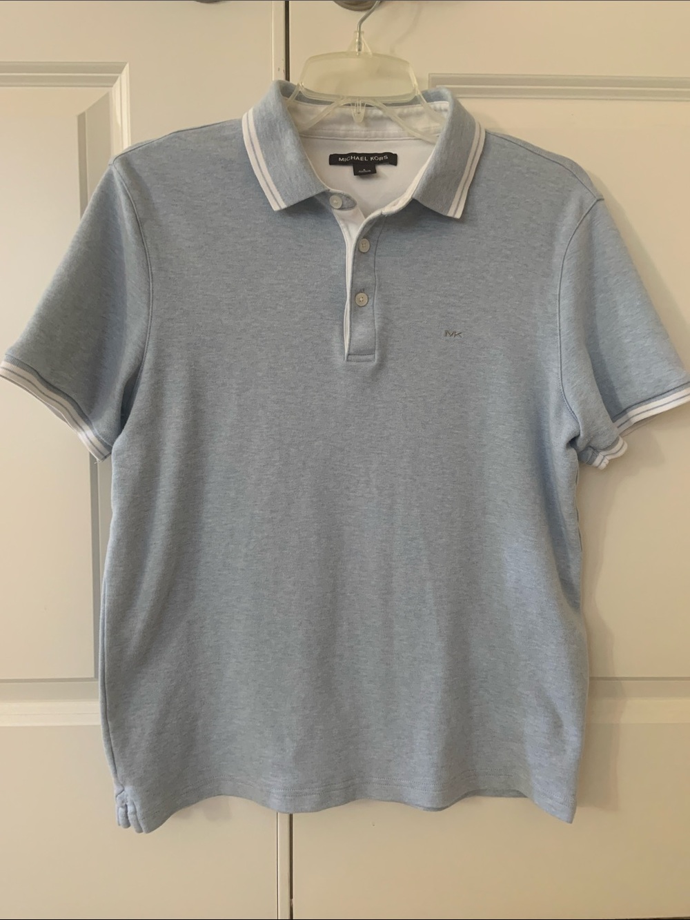 Michael Kors Men’s Pale Blue Polo with White Trim